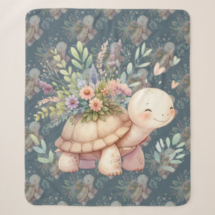 Cobertor Sherpa Jardim de Cottage Tartaruga Aquarela