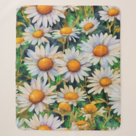 Cobertor Sherpa Jardim de Flores de Margarida Aquarela