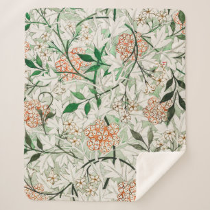 Cobertor Sherpa Jardim de Jasmim William Morris Flor Clássica