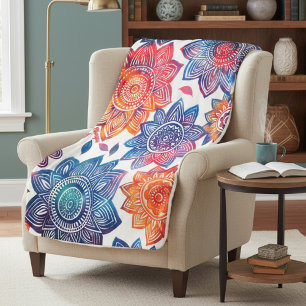 Cobertor Sherpa Jardim de Mandala - Presente de Boho Vibrante