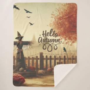 Cobertor Sherpa Jardim de outono & espantalho 