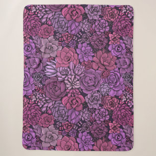 Cobertor Sherpa Jardim de sucata em rosa e violeta