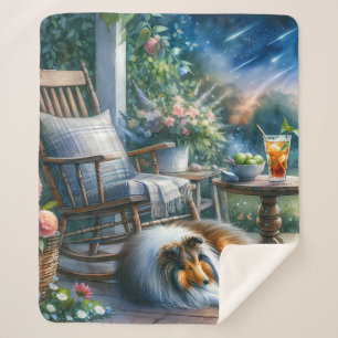 Cobertor Sherpa Jardim Estrelado Varanda Sheltie Sonho