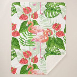 Cobertor Sherpa Jardim Flamingo