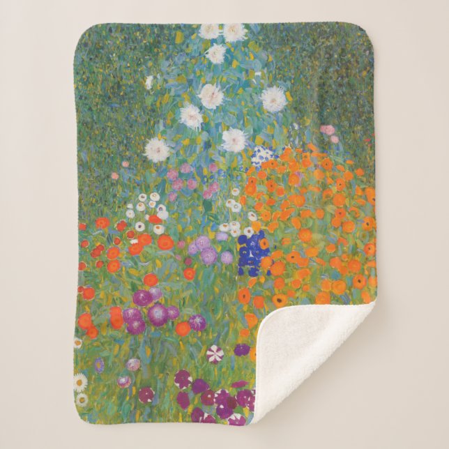 Cobertor Sherpa Jardim Flor (por Gustav Klimt) (Frente)