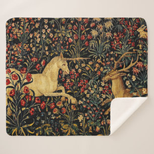 Cobertor Sherpa Jardim Floral Medieval do Unicorn