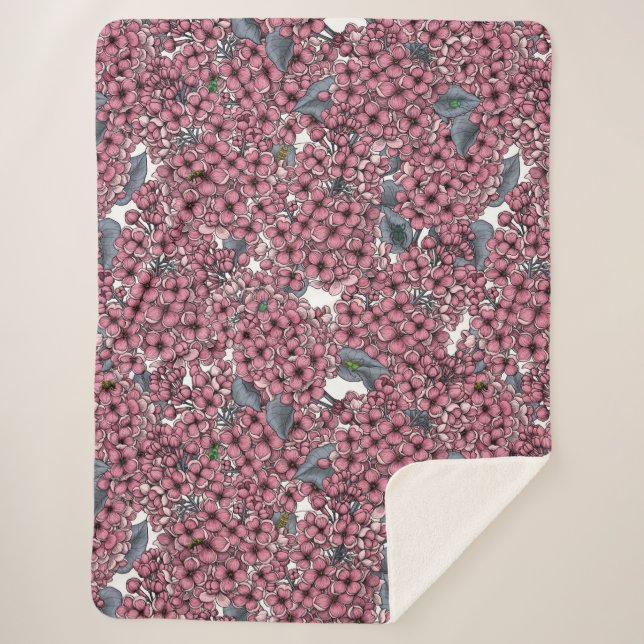 Cobertor Sherpa Jardim Lilac Rosa (Frente)