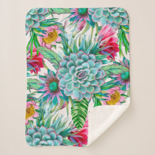 Cobertor Sherpa Jardim tropical