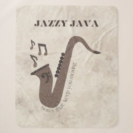 Cobertor Sherpa Jazzy Java-Grãos de Café-Saxofone-