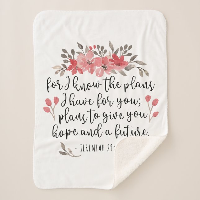 Cobertor Sherpa Jeremiah 29 11 - Pelo Que Sei Os Planos - Floral (Frente)