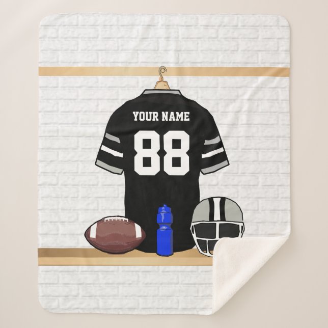 Cobertor Sherpa Jersey de Cinzas Negra e Silver Personalizadas (Frente)