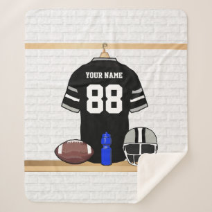 Cobertor Sherpa Jersey Personalizada de Cinzas Negra e Prata