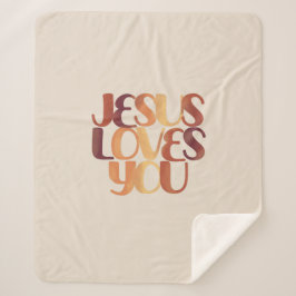 Cobertor Sherpa Jesus Ama o Design de Tipografia Cristã