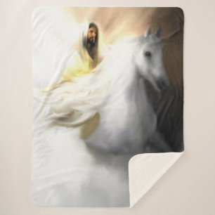 Cobertor Sherpa Jesus em um cavalo branco