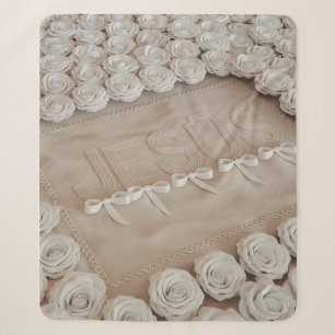 Cobertor Sherpa JESÚS Fleece & Sherpa Blanket - Rosas brancas e