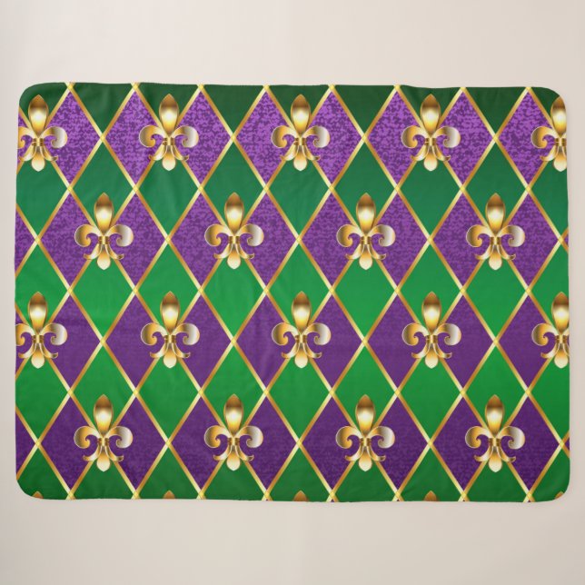 Cobertor Sherpa Jewelry Background Mardi Gras (Frente (Horizontal))