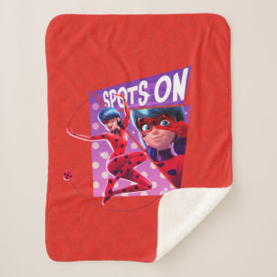 Cobertor Sherpa Joaninha Pontos No Gráfico Roxo