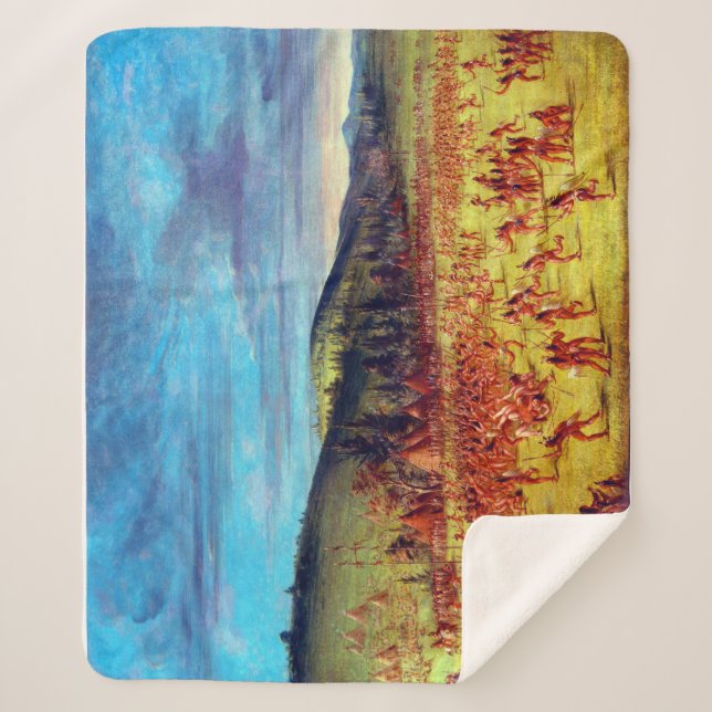 Cobertor Sherpa Jogo de bola dos Choctaw Bola Acima de George Catl (Frente)