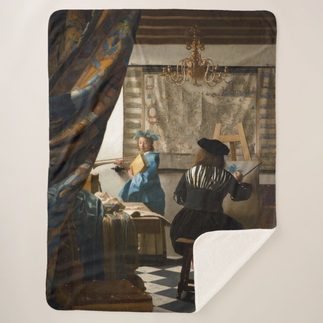 Cobertor Sherpa Johannes Vermeer - A Alegoria da Pintura (Frente)