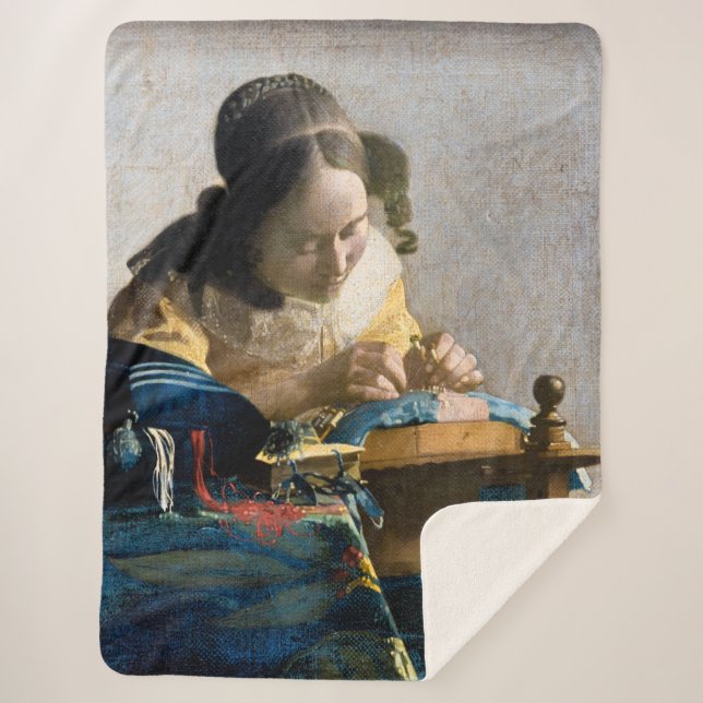 Cobertor Sherpa Johannes Vermeer - O Lacemaker (Frente)