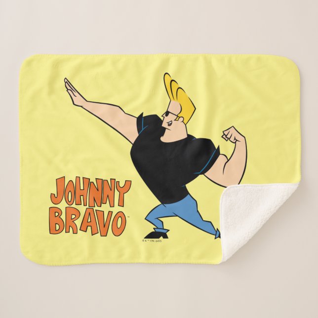 Cobertor Sherpa Johnny Bravo Flexing (Frente (Horizontal))