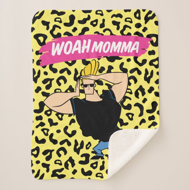 Cobertor Sherpa Johnny Bravo - Woah Momma (Frente)