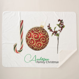 Cobertor Sherpa Joy personalizou o ornamento de cana doce Holly