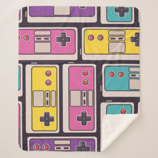 Cobertor Sherpa Joysticks Coloridos Papel de Wallpaper Vintage