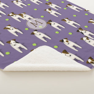 Cobertor Sherpa JRT PRT Terriers cães tênis padrão roxo