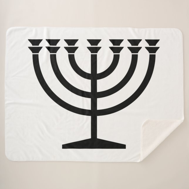 Cobertor Sherpa Judeu Menorah (Símbolo do Judaísmo) (Frente (Horizontal))
