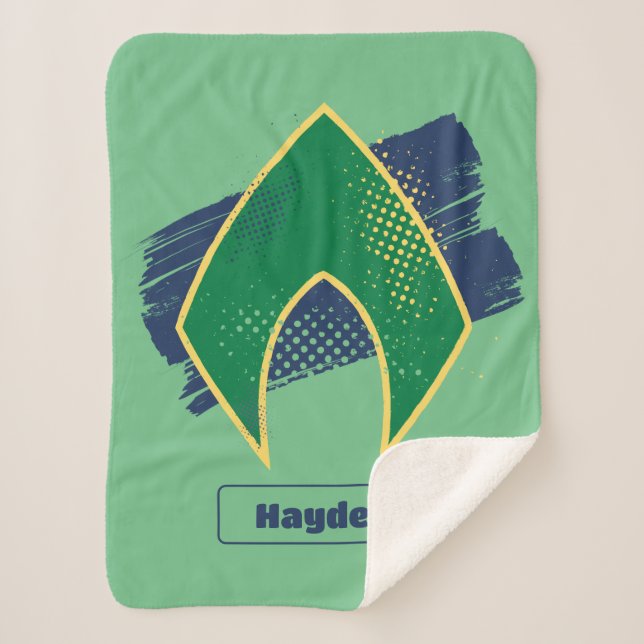 Cobertor Sherpa Justice League | Brush & Halftone Aquaman Symbol (Frente)