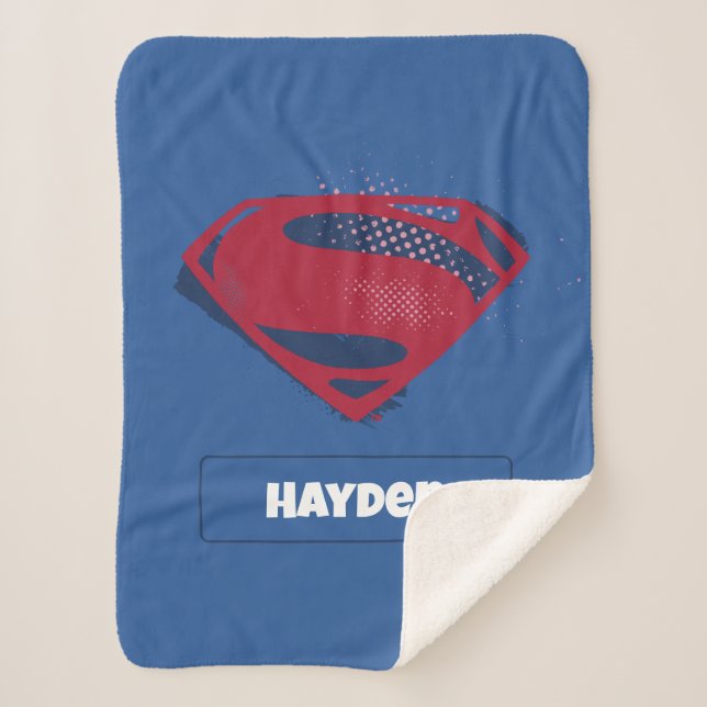 Cobertor Sherpa Justice League | Brush & Halftone Superman Symbol (Frente)