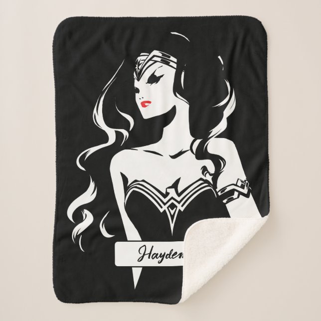 Cobertor Sherpa Justice League | Wonder Woman Noir Pop Art (Frente)