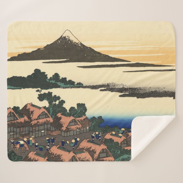 Cobertor Sherpa Katsushika Hokusai Dawn na província de Kai (Frente (Horizontal))