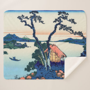 Cobertor Sherpa Katsushika Hokusai - Lago Suwa na província de Shi