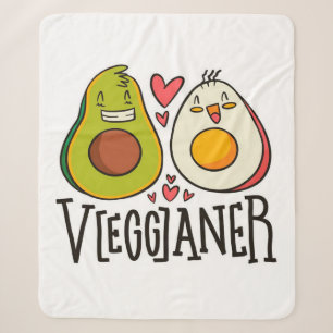 Cobertor Sherpa Kawaii Avocado - Padrão do Ovo Personalizado