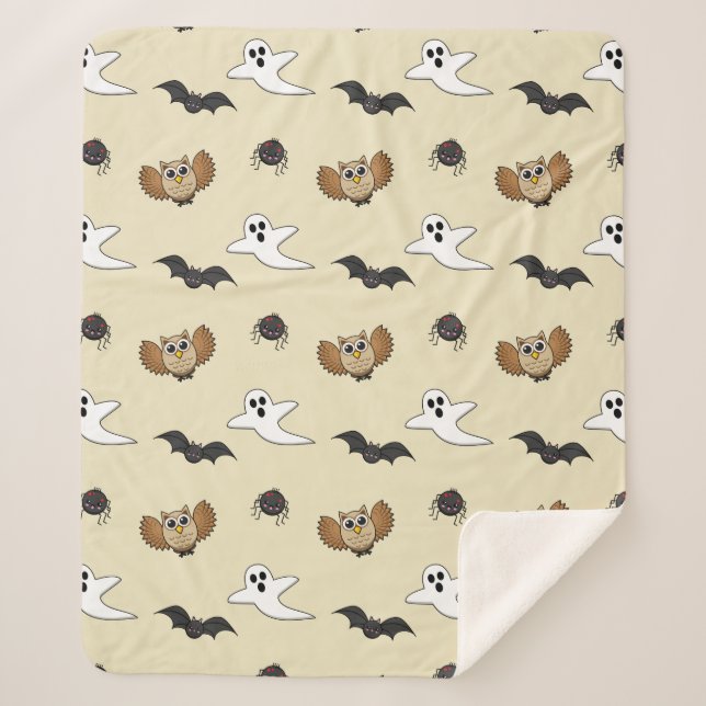Cobertor Sherpa Kawaii Creatures Noturnas Cerrantes (Frente)