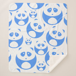 Cobertor Sherpa Kawaii Panda Baby Blue and WhitePattern