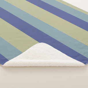 Cobertor Sherpa Khaki Clássico e Dois Blues com Padrão Striped