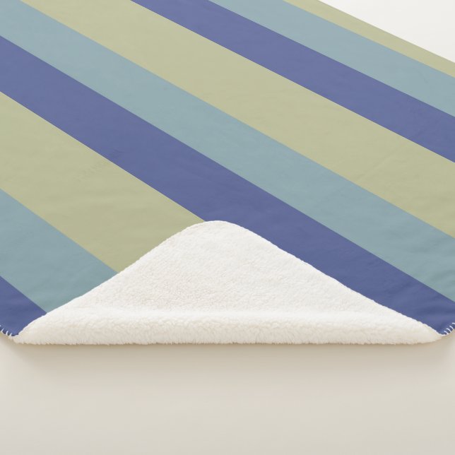 Cobertor Sherpa Khaki Clássico e Dois Blues com Padrão Striped (3/4)