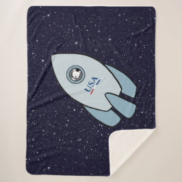 Cobertor Sherpa KiniArt Space Rocket Dog Westie Sherpa Blanket