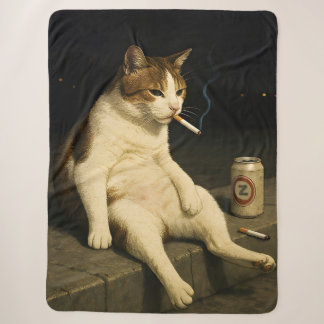 Cobertor Sherpa Kit Gatinho Cigarro Meme de Gato Engraçado Gen Z