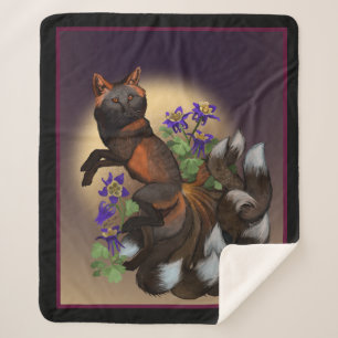 Cobertor Sherpa Kitsune e Flores Columbine