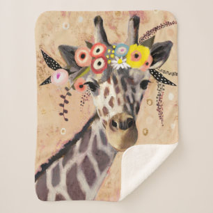 Cobertor Sherpa Klimt Giraffe Coroa De Flores