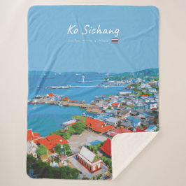 Cobertor Sherpa Ko Sichang, Tailândia - Vista Vibrante do Porto