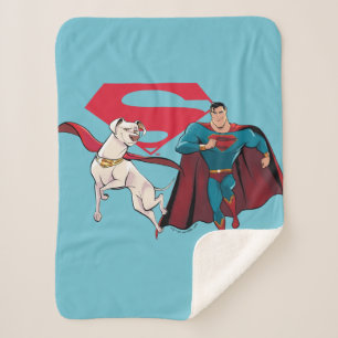 Cobertor Sherpa Krypto e Superman