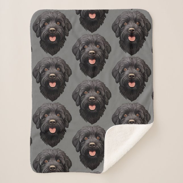 Cobertor Sherpa Labradoodle Black Dog (Frente)