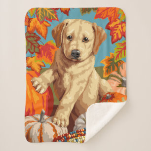Cobertor Sherpa Labrador Cujo Retriever Puppy Colheita de outono