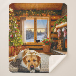 Cobertor Sherpa Labrador Retriever Holiday