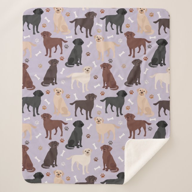 Cobertor Sherpa Labrador Retriever Paws e Ossos Sherpa Blanket (Frente)